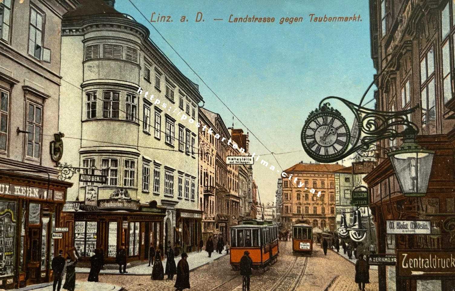 Linz Landstraße gegen Taubenmarkt 1912